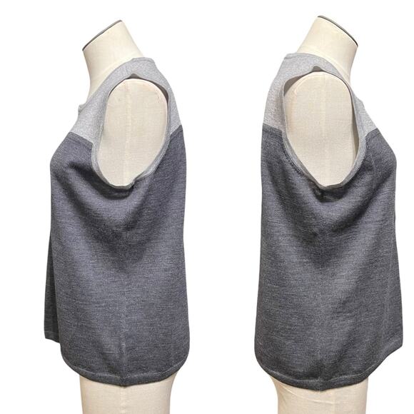 Talbots Womens Gray Color Block Italian Merino Wool Cardigan Work Twin Set Sz LP - Picture 15 of 16